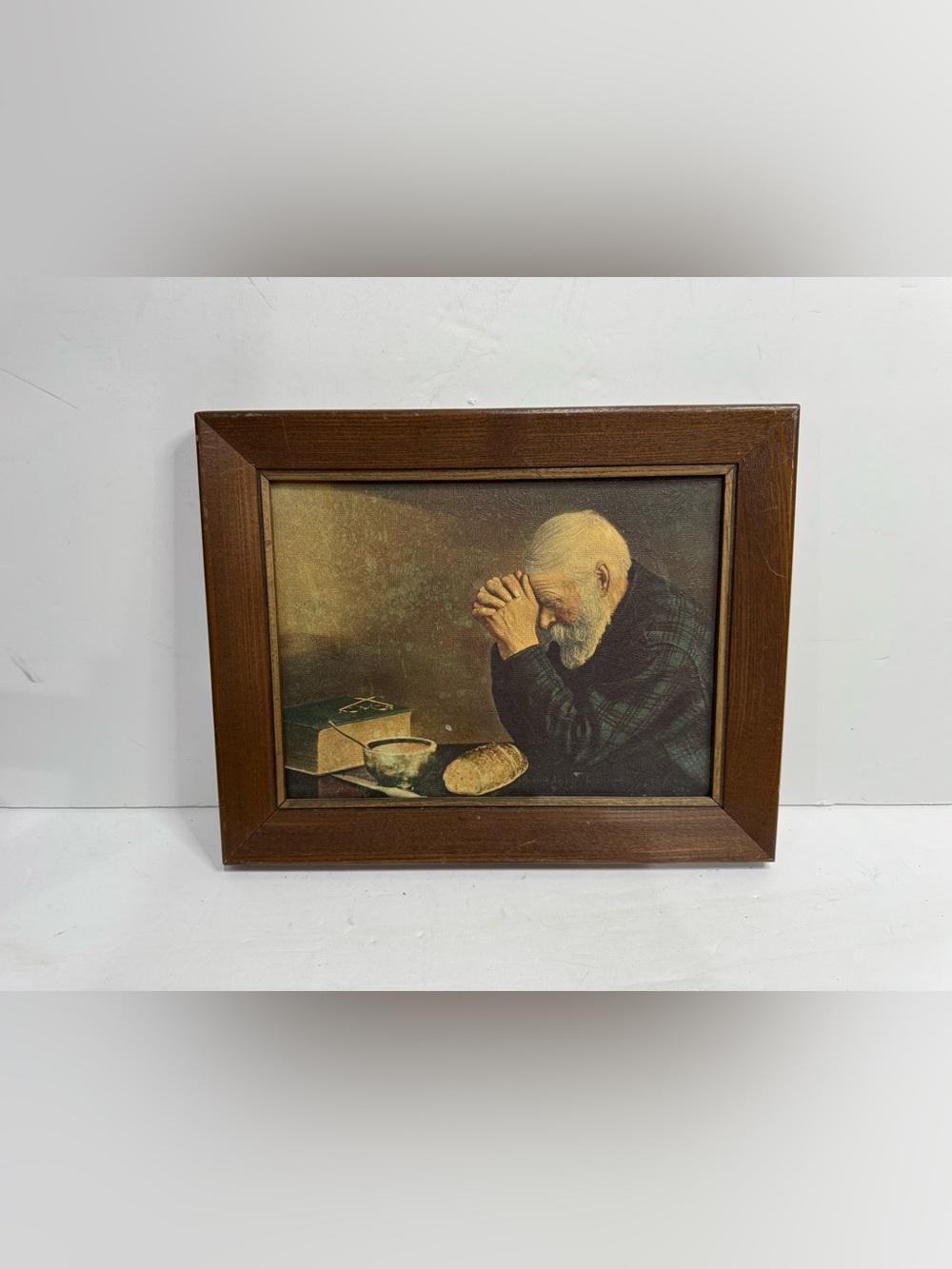 Vintage Framed "Grace" Man Praying Print